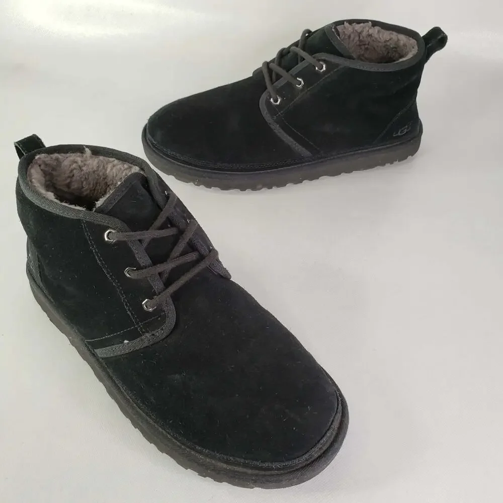 UGG Boot Neumel Men's Chukka Ankle US Size 13 Black Suede Lace Up